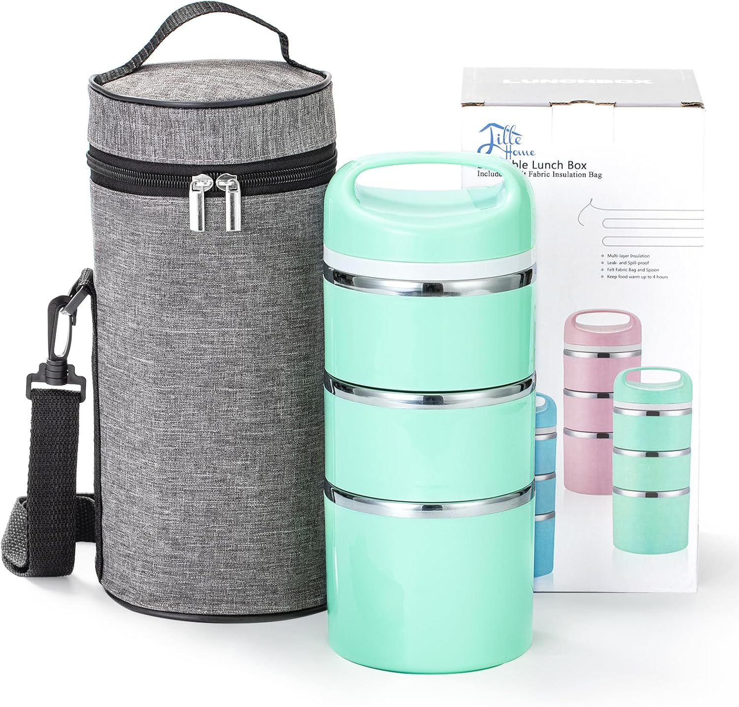 Lille Home Stackable Stainless Steel Thermal Compartment Lunch Box