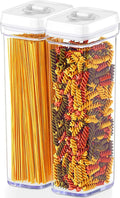Pasta Storage Containers for Pantry - Set of 2 Airtight White Lids