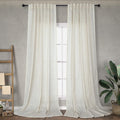 Natural Linen Back Tab Curtains 108 in Long Panels - Light Filtering