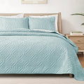King Quilt Bedding Set Aqua Blue Oversized - Lightweight All-Season