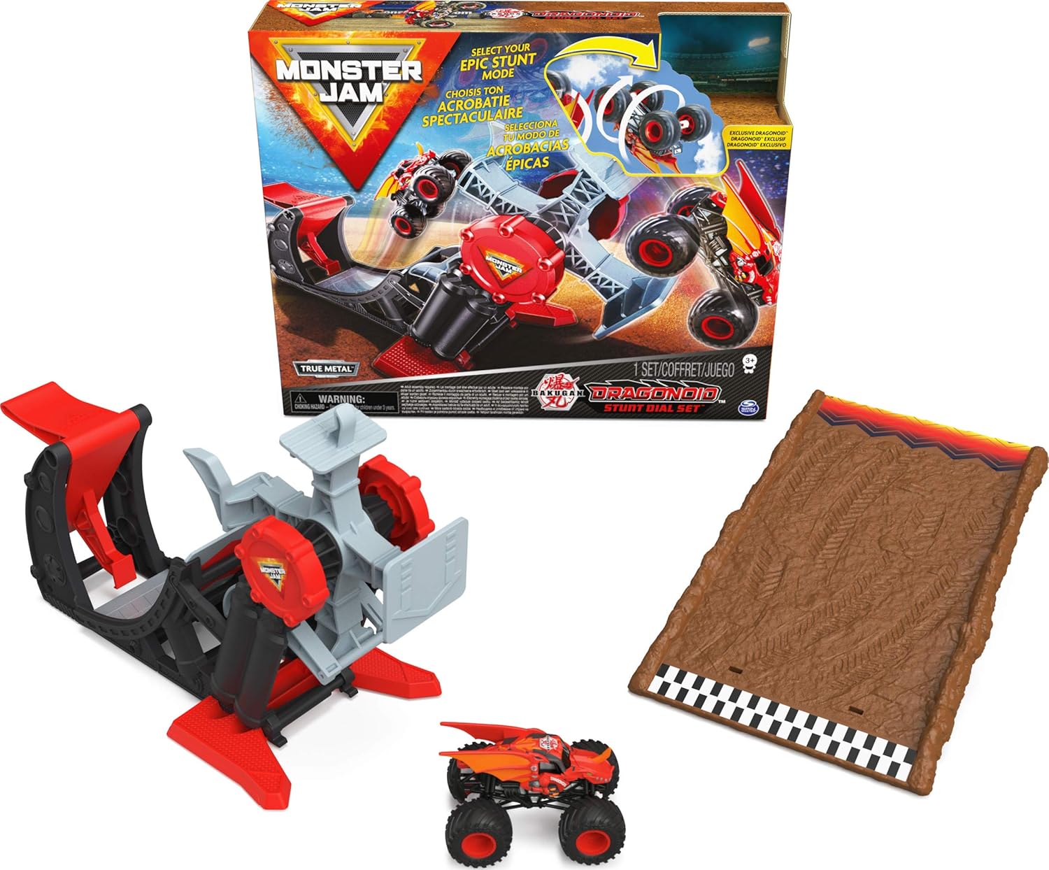 Monster Jam Bakugan Dragonoid Stunt Dial Playset for Kids