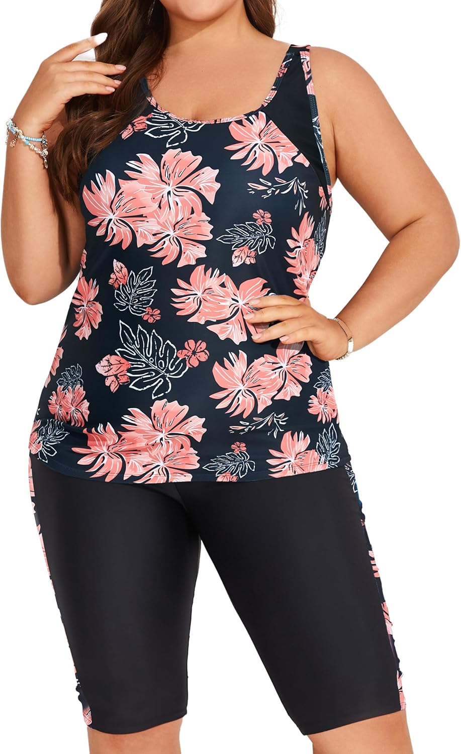 Plus Size Tummy Control Tankini Swimsuits for Women
