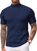 Mock Turtleneck Short Sleeve Sweater - Comfortable Everyday Pullover