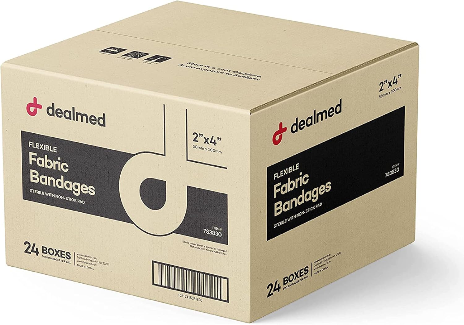 Dealmed Fabric Flexible Adhesive Bandages for Wound Care