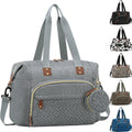 Diaper Bag Tote with Pacifier Case - Large Grey Travel Tote