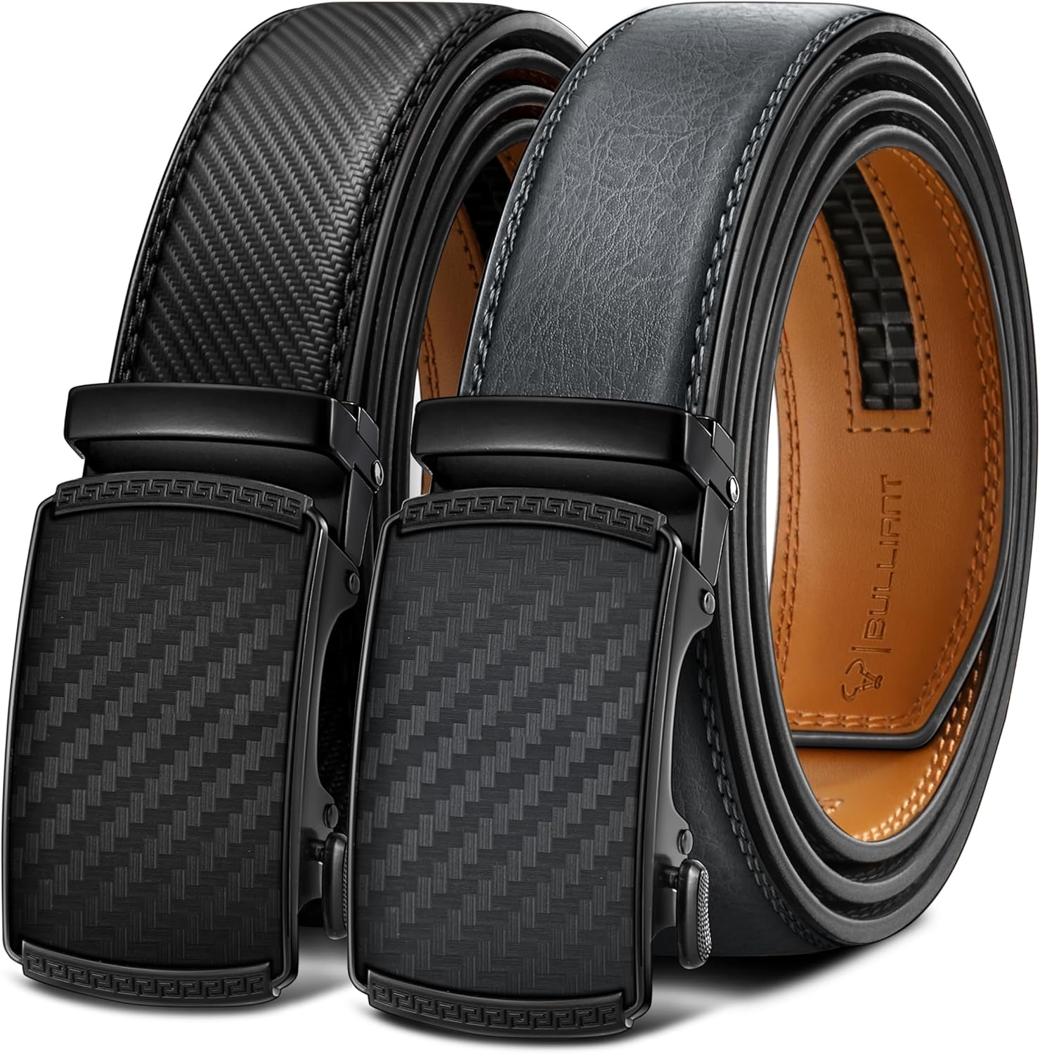 BULLIANT Men Belts 2 Pack Adjustable Ratchet Sliding Design