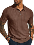 Mens Knit Polo Shirt for Men - Short Sleeve Hollow Out Texture