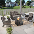 5 Piece Patio Furniture Set with 50000 BTU Fire Pit Table - Cozy