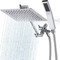 All Metal 8in Dual Square Shower Head with Handheld - Durable Rain
