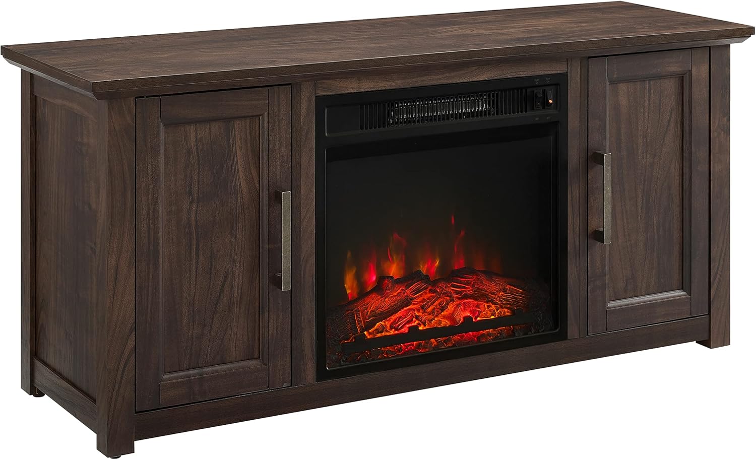 Crosley TV Stand with Fireplace & Shelves