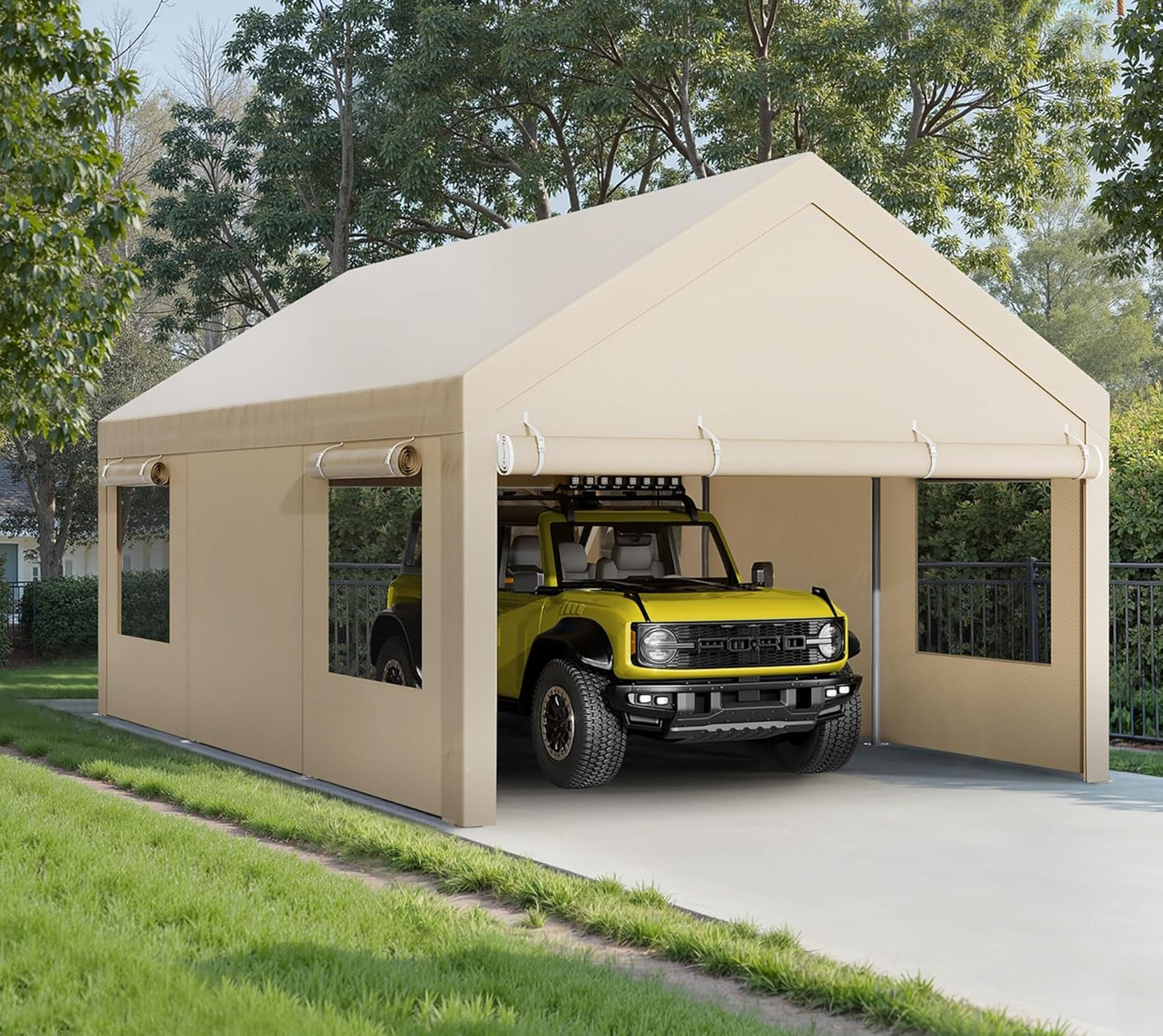 Walsunny 10x20 ft Heavy Duty Carport Canopy for All Seasons