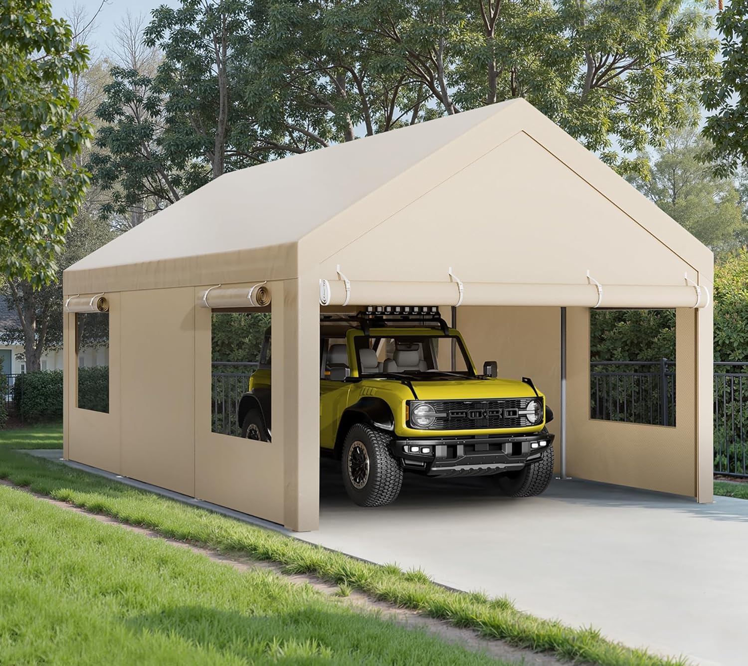 Walsunny 10x20 ft Heavy Duty Carport Canopy for All Seasons