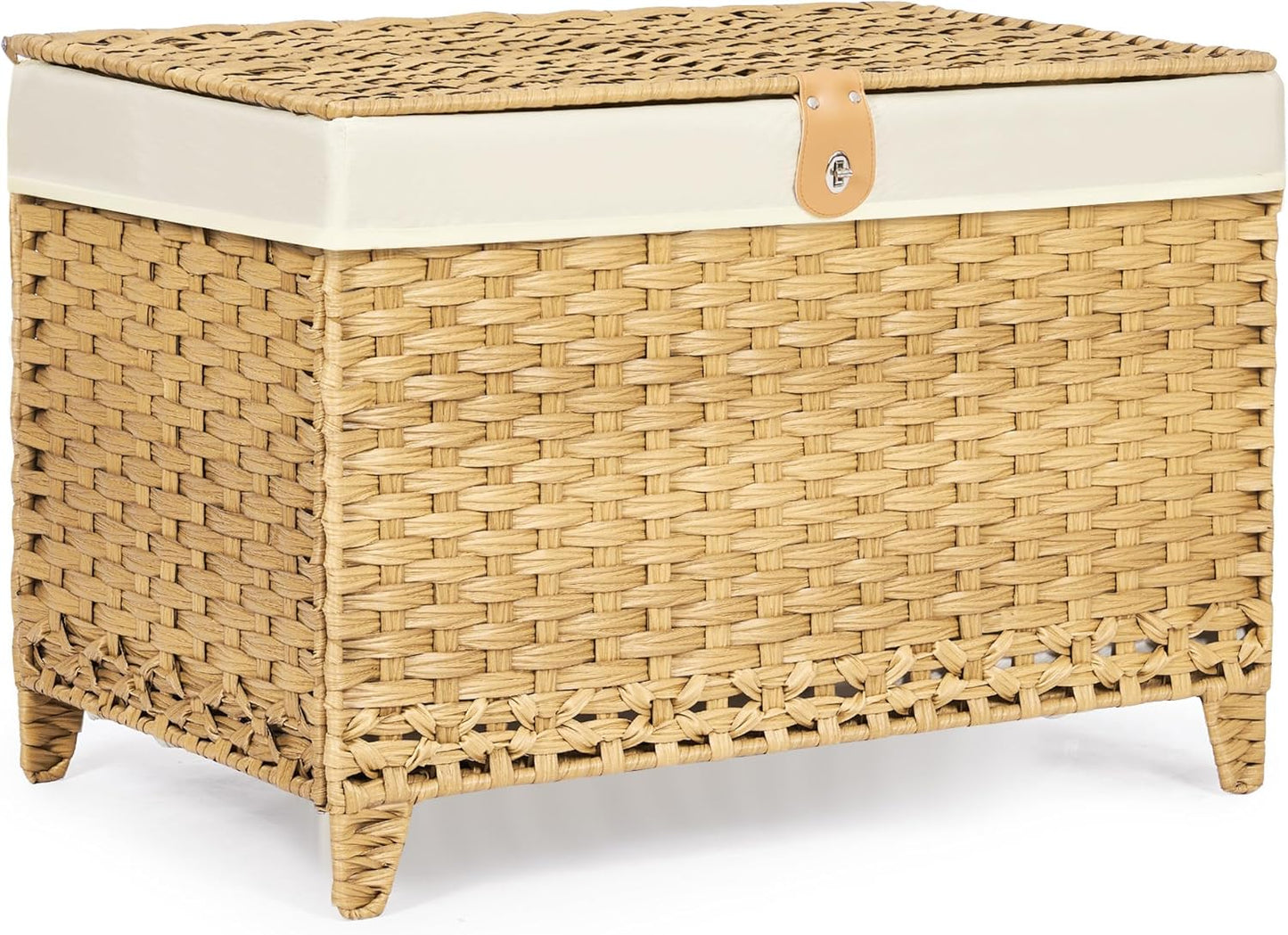 Wicker Storage Basket with Lid for Home Organization and Style