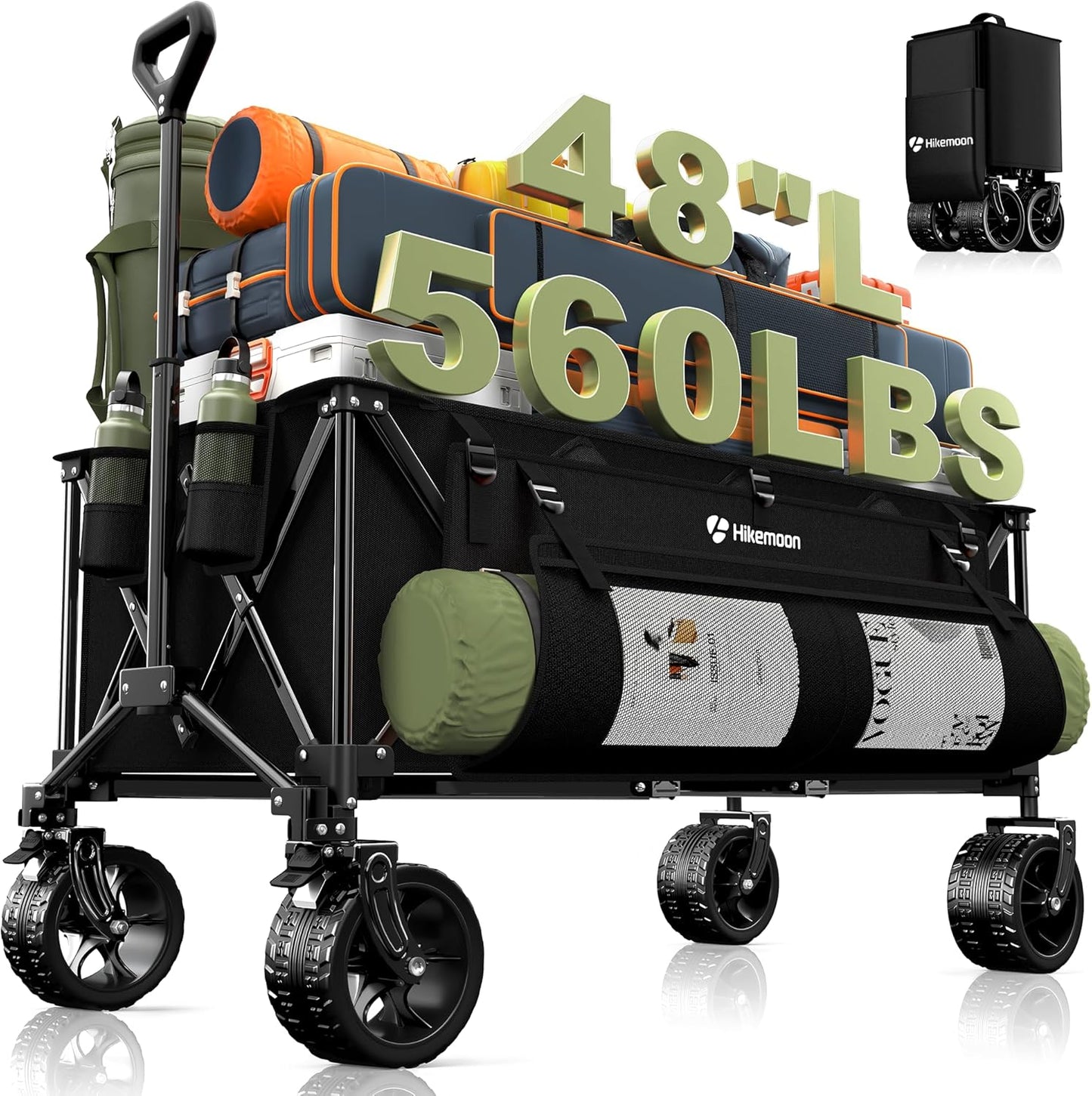 300L Extra Large Collapsible Beach Wagon with All-Terrain Wheels