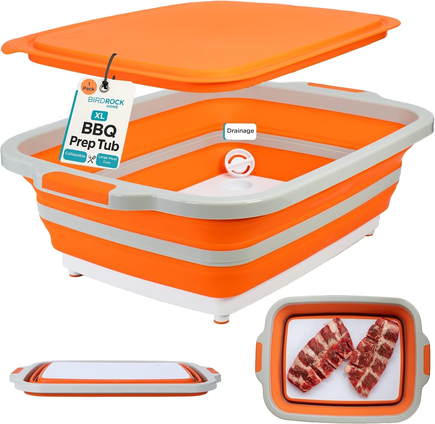 BIRDROCK HOME Collapsible XL BBQ Prep Tub for Grilling Fun