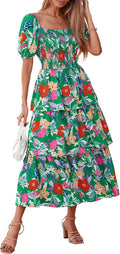 Womens Square Neck Smocked Dress - Flowy Boho Maxi for Summer
