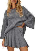 Womens 2 Piece Sweater Skirt Set - Soft Knit Lounge Outfit