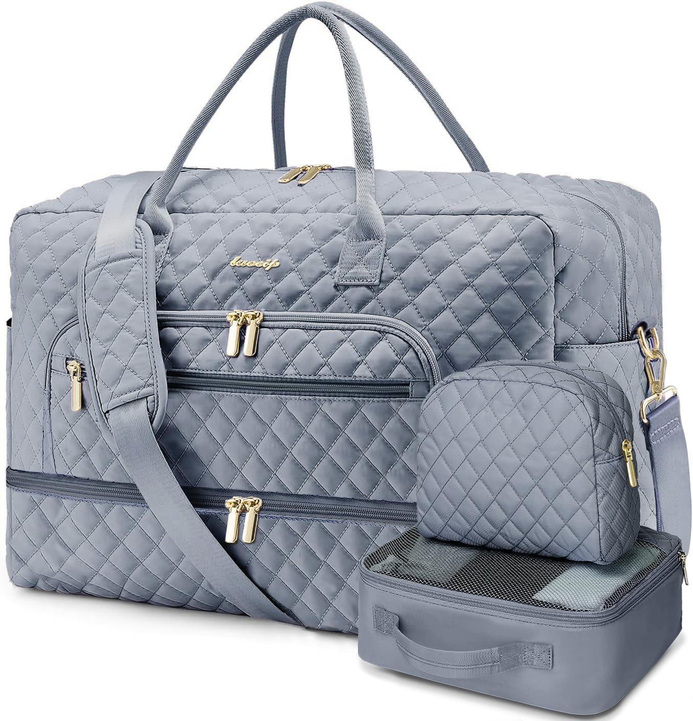 Large Women Travel Duffle Bag with Shoe Compartment and More