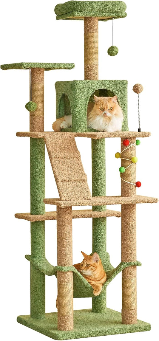 MWPO 63.8 Inches Green Cat Tree for Indoor Cats and Kittens
