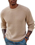 Mens Crewneck Waffle Pullover Sweater - Comfortable Knit Crew