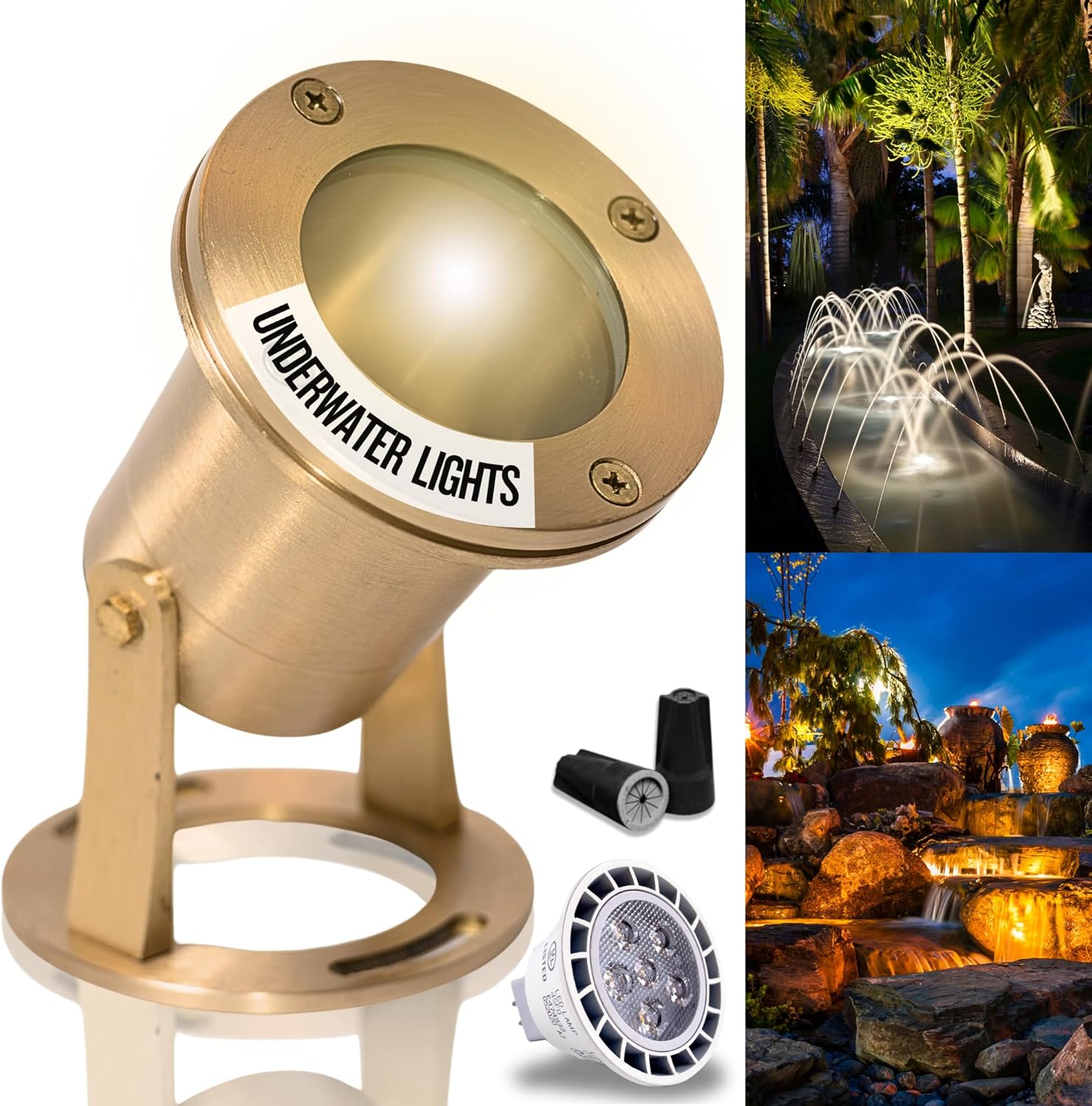 Underwater Light 113 Solid Brass Submersible LED Lights for Ponds