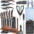 XYJ Professional Serbian Chef Knife Set with Roll Bag - Portable