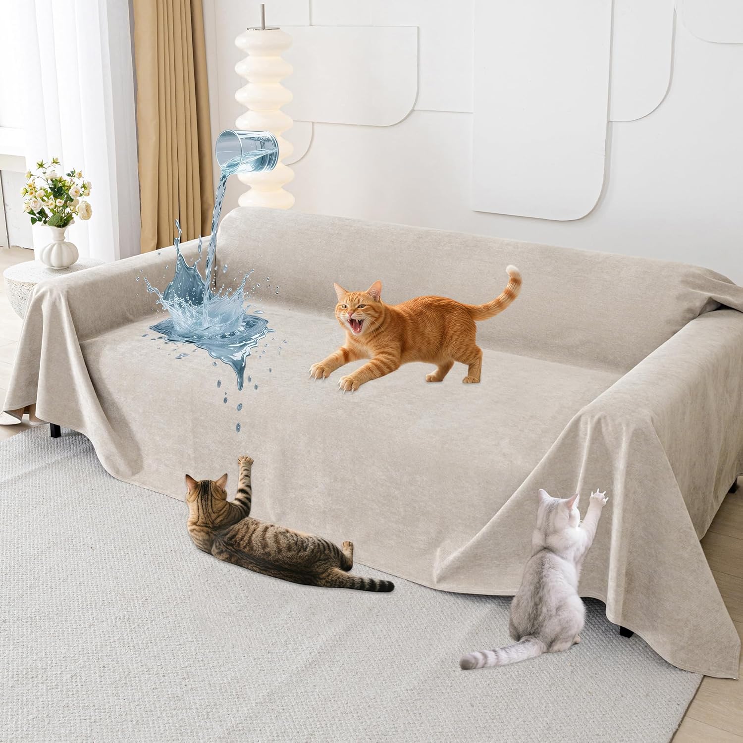 Cat Scratch Furniture Protector - Waterproof Anti-Slip Cover