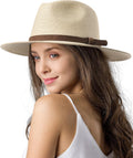 FURTALK Wide Brim Straw Panama Hat for Summer Beach Fun