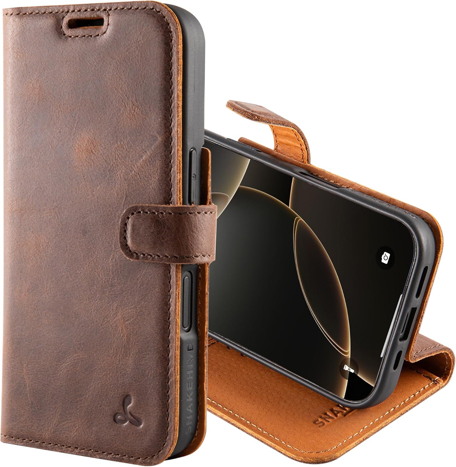 Snakehive Leather Wallet for iPhone 16 - Genuine Leather Case