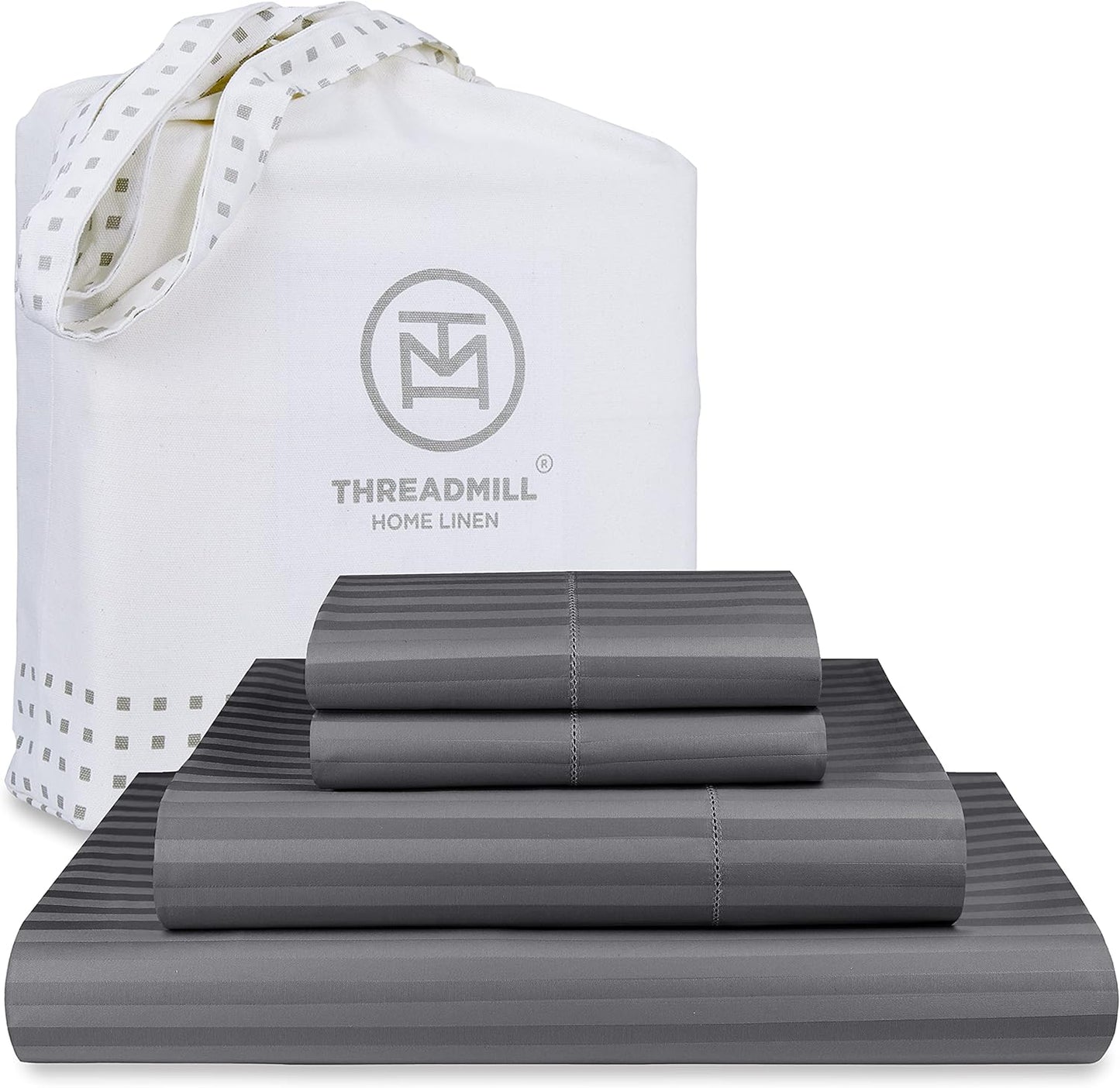 Threadmill 100% Cotton King Size Sheets Set with Deep Pockets