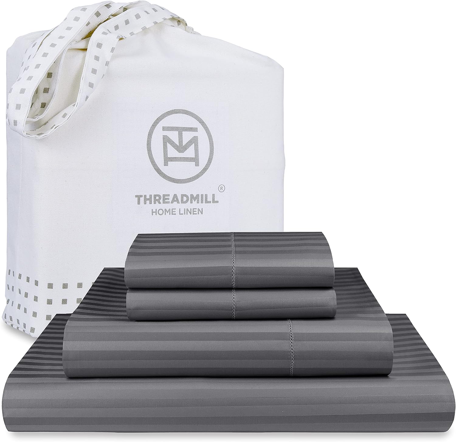 Threadmill 100% Cotton King Size Sheets Set with Deep Pockets
