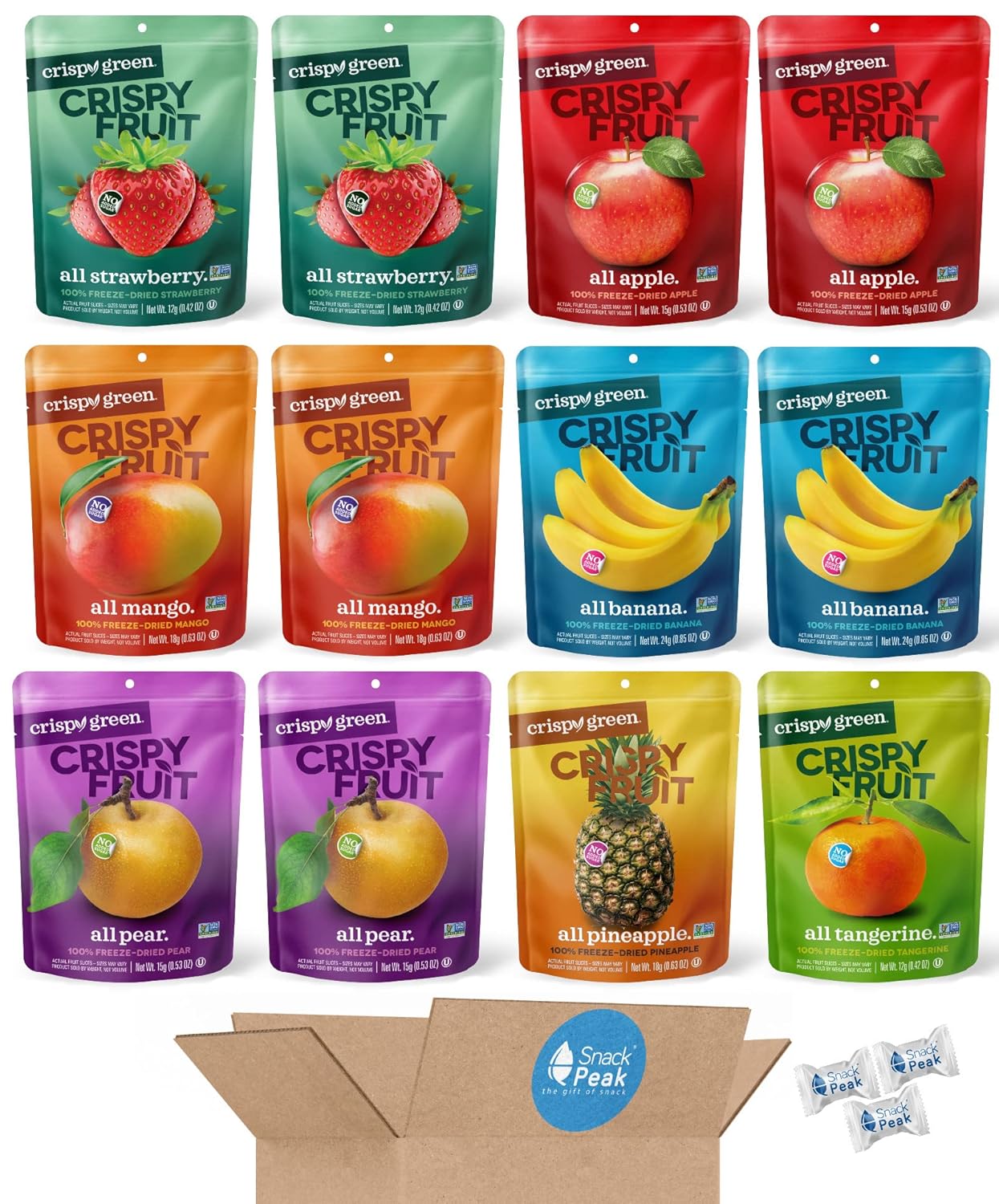 Crispy Green Freeze Dried Fruit Crisps Snack Variety Gift Box