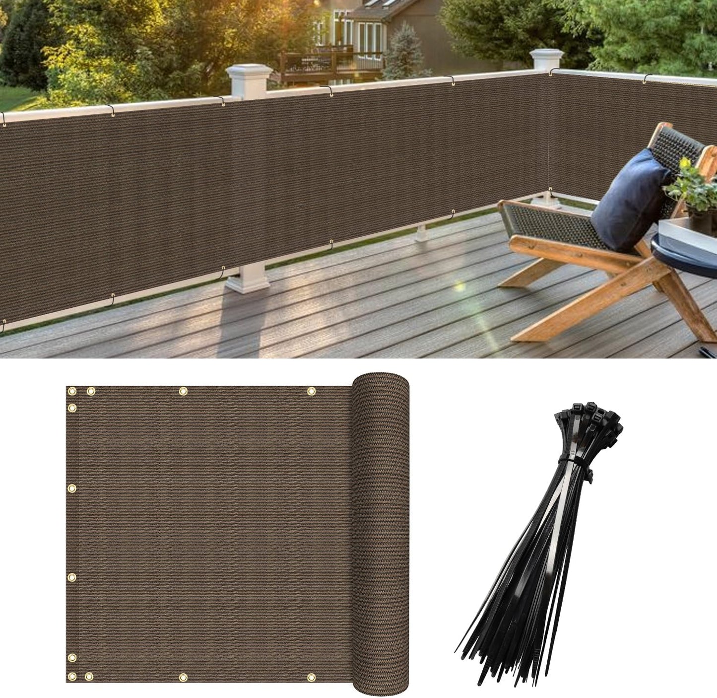 FLORALEAF Balcony Privacy Fence Cover - UV Protection, Ultimate Shield for Deck/Patio! 