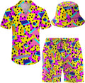 Men's Hawaiian 2 Piece Tracksuit Shirt and Shorts Set with Bucket Hat