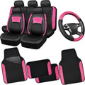 CAR PASS Universal Leather Pink Lace Car Seat Covers Full Set