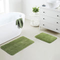 Green Microfiber Bath Rug Set 2 Piece - Extra Thick Shaggy Mats