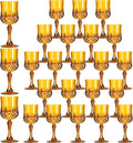 Plastic Wine Glasses 24 Pcs Amber Stemmed Goblets - Reusable Party Set