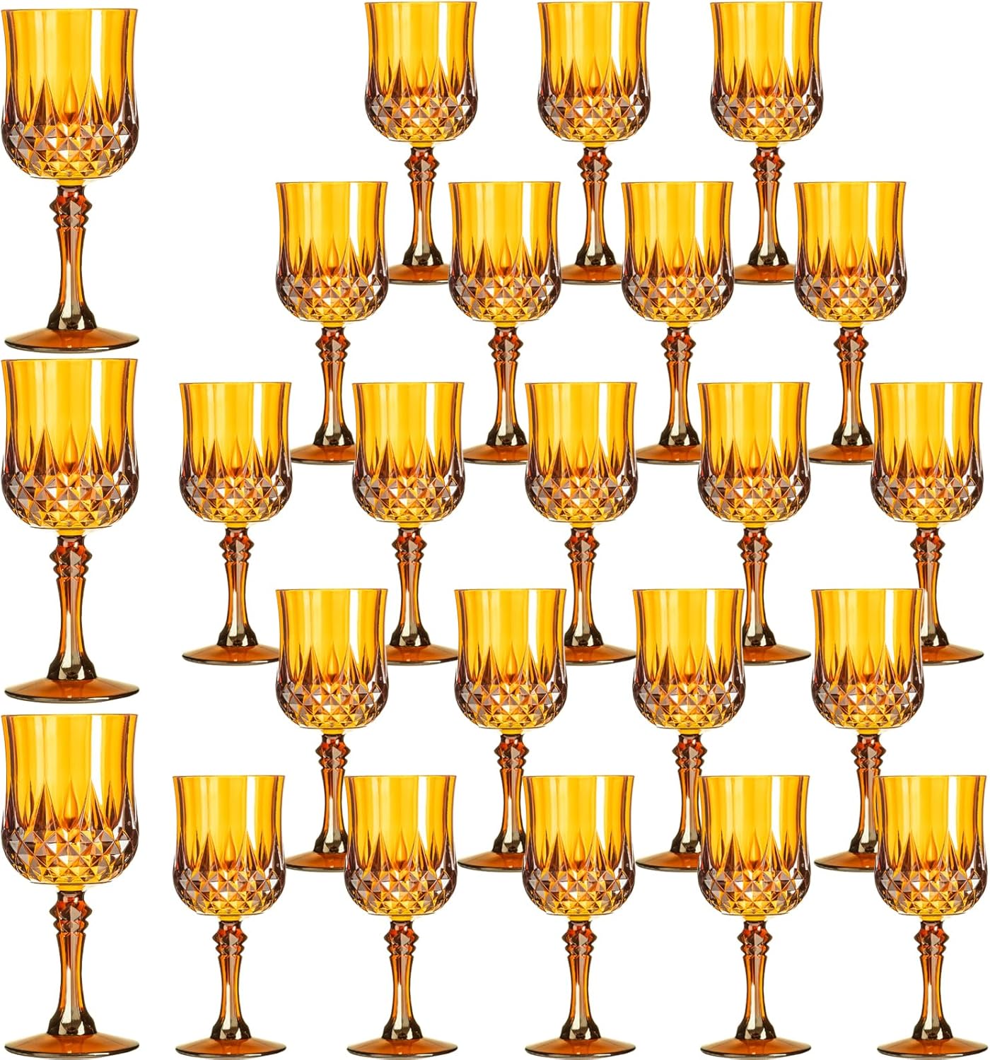 24 Pcs Amber Plastic Wine Glasses for Parties and Events