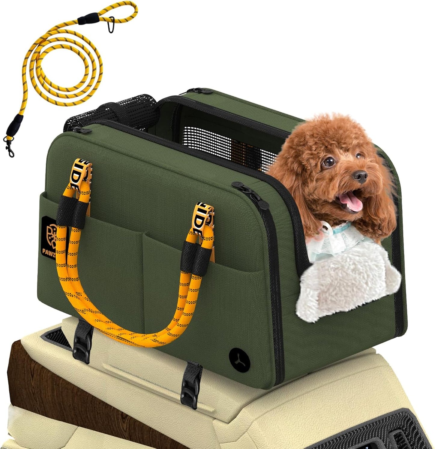 PAWZIDEA Center Console Dog Car Seat for Small Pets Under 12lbs