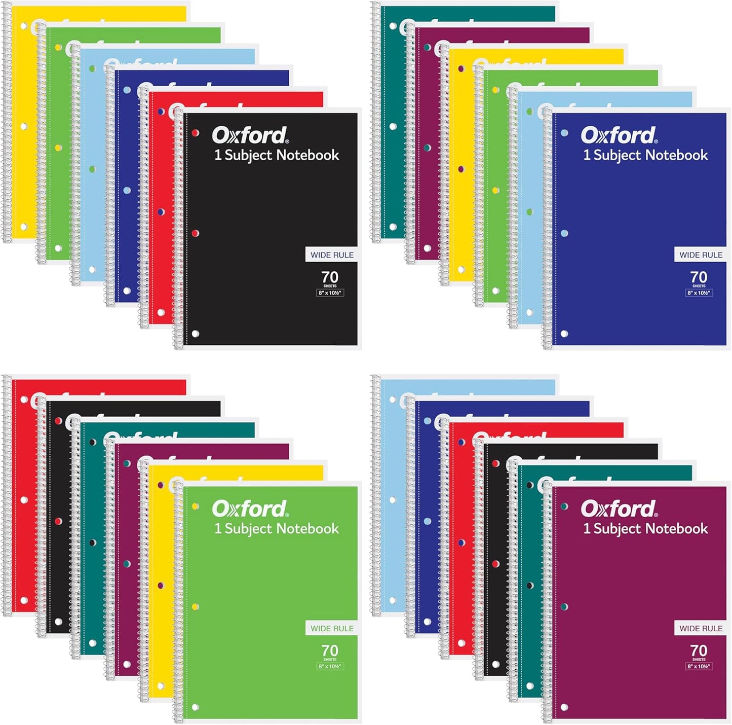 Oxford Spiral Notebook 24 Pack in Primary Colors for School