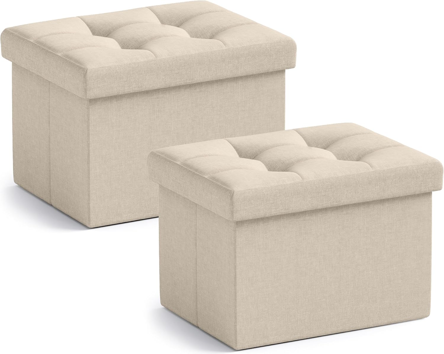 Ornavo Home Small Storage Ottoman Set of 2 for Versatile Use