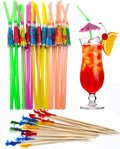 400 Cocktail Picks & 50 Drink Umbrella Straws Set - Create Festive Drinks!
