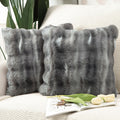 Thick Plush Wool Throw Pillow Covers 26x26 in Dark Grey - Soft