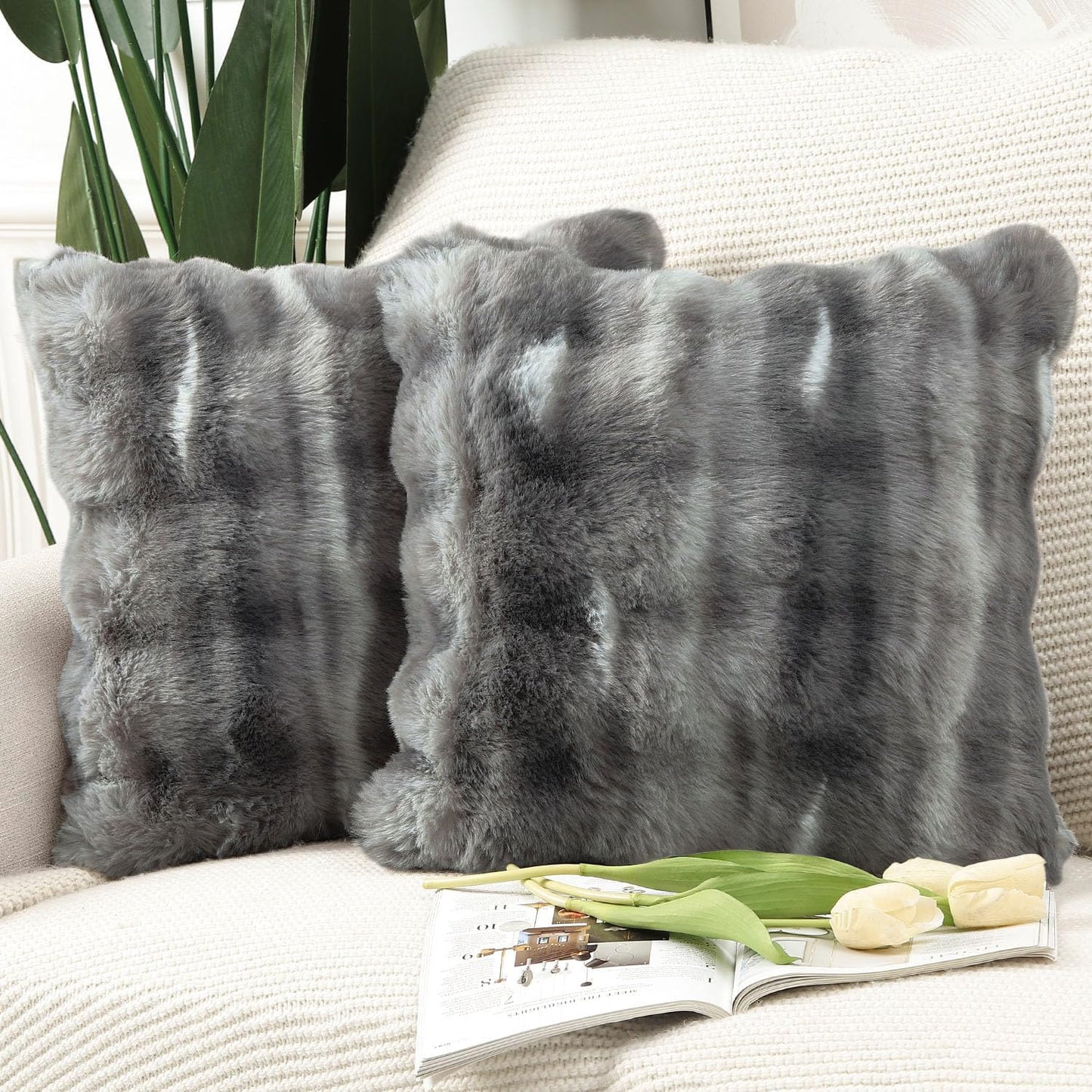 Thick Plush Wool Throw Pillow Covers for Cozy Home Decor