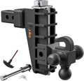 Adjustable Trailer Hitch with Hook, Tri-Ball 6in Drop - Heavy Duty Tow