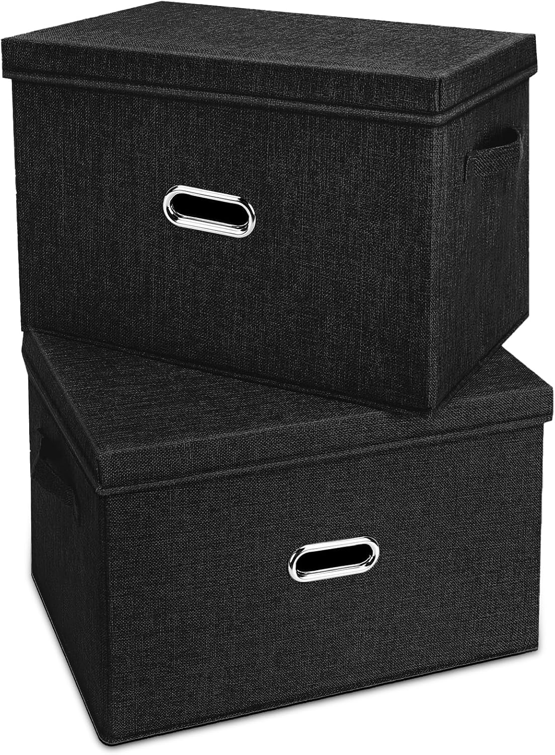 Large Linen Fabric Foldable Storage Bins with Removable Lid