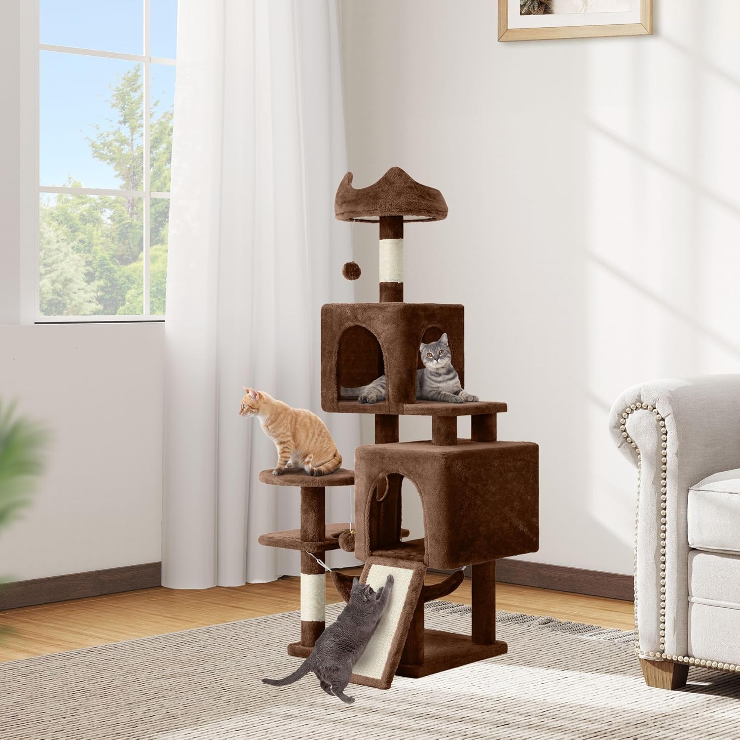 54 in Multi-Level Cat Tower for Indoor Kittens and Cats