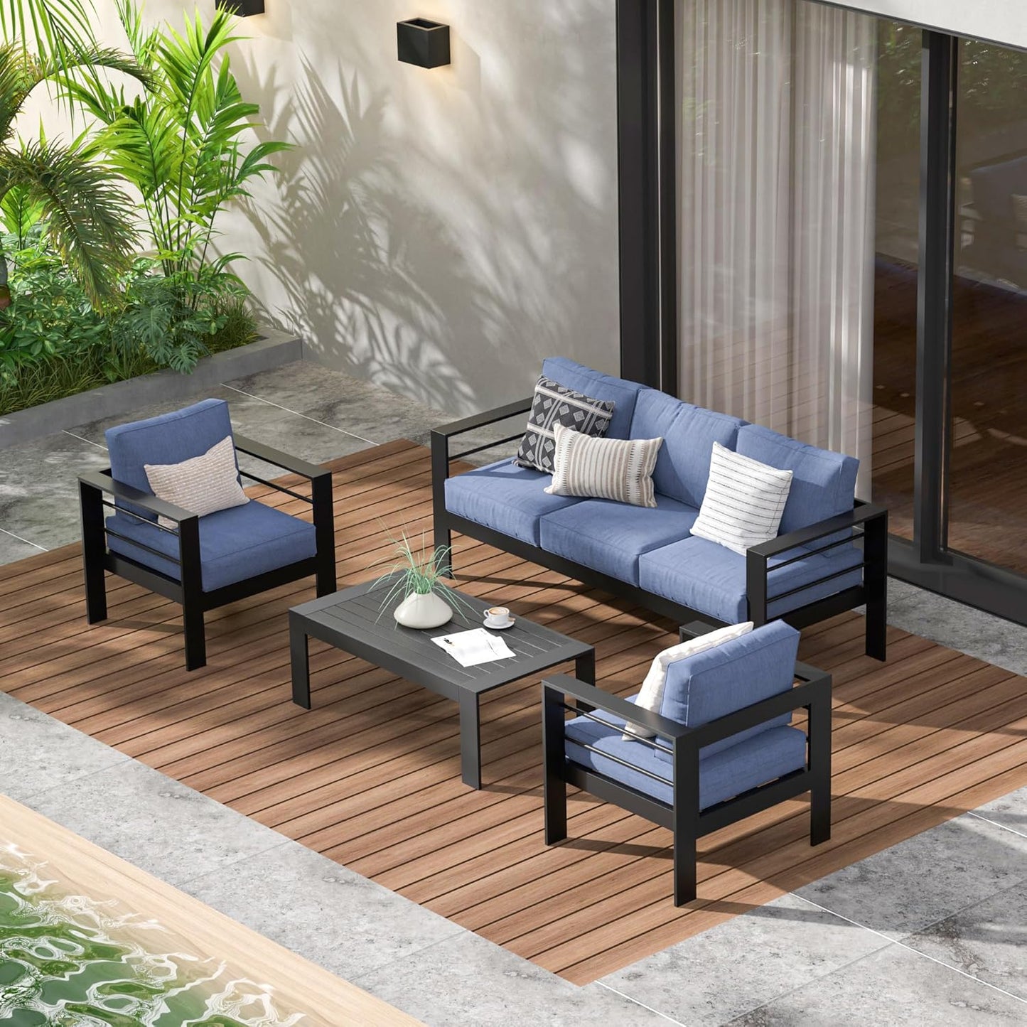 Wisteria Lane Aluminum Outdoor Patio Furniture Set for 5 Seats