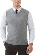 Men's Wool Blended V Neck Vest Sweater - Relaxed Fit Knit