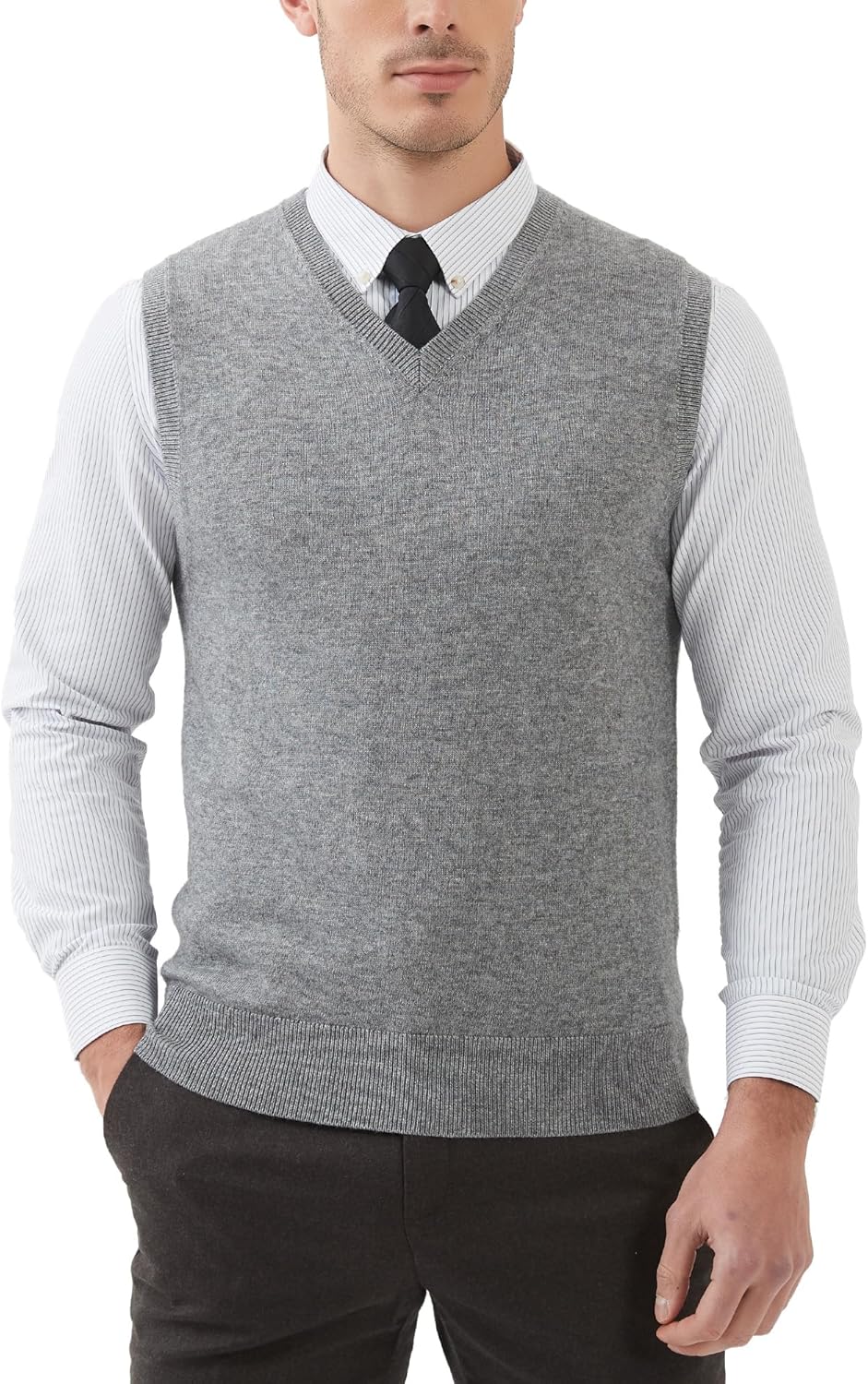 Kallspin Men's Wool Blended Vest Sweater for All Seasons